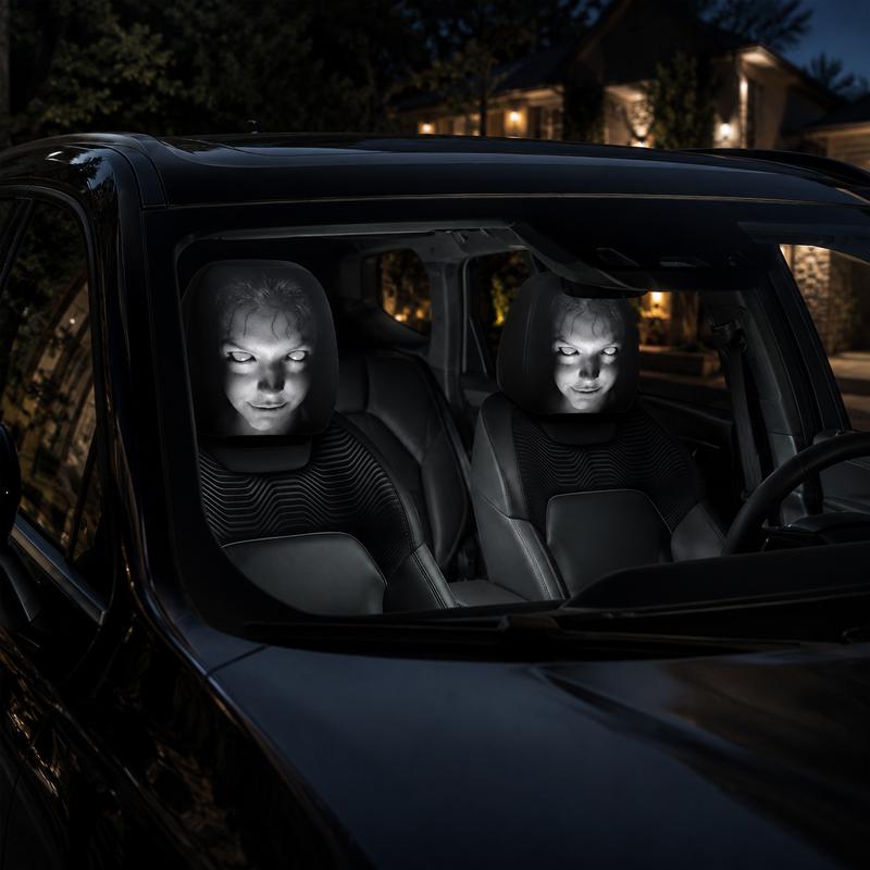 Spooky Car Headrest Cover